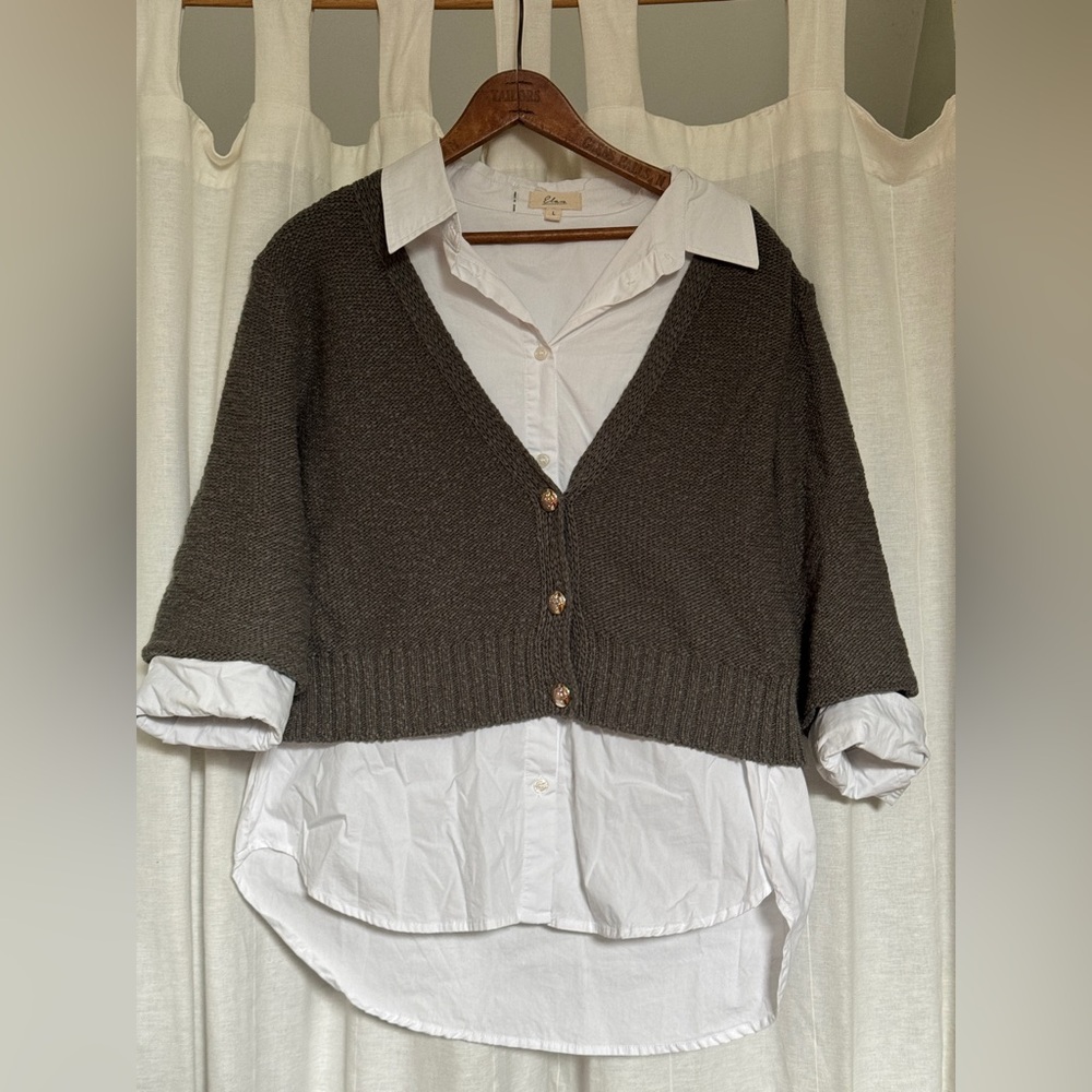 Elan Button Down with Attached Sweater